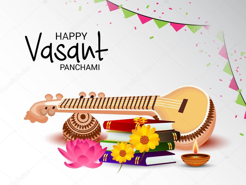 Vector illustration of a background for Happy Vasant Panchami.