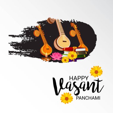 Mutlu Vasant Panchami için bir arka plan vektör çizim.