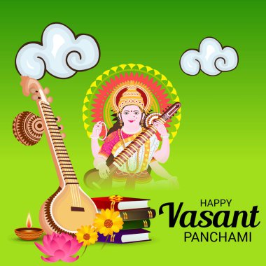 Mutlu Vasant Panchami için bir arka plan vektör çizim.
