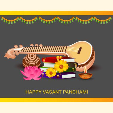 Mutlu Vasant Panchami için bir arka plan vektör çizim.