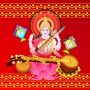 Mutlu Vasant Panchami için bir arka plan vektör çizim.