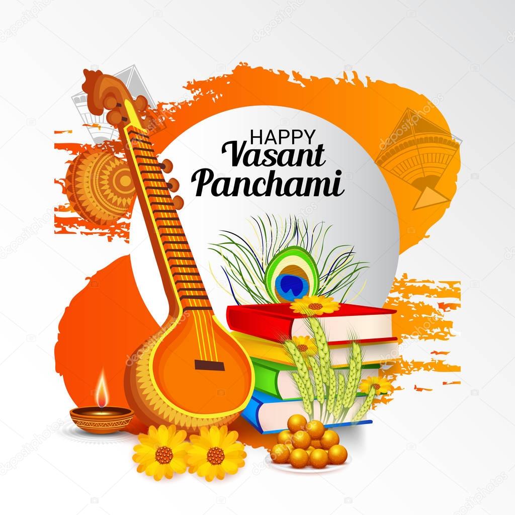Vector illustration of a background for Happy Vasant Panchami.