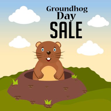 Vector illustration of a background for Happy Groundhog Day. clipart