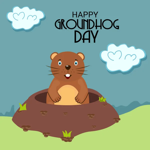 Vectorillustratie Van Een Achtergrond Voor Happy Groundhog Day — Stockvector