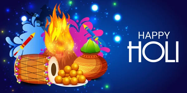 Ilustración Vectorial Fondo Para Colorido Festival Indio Tradicional Happy Holi — Archivo Imágenes Vectoriales