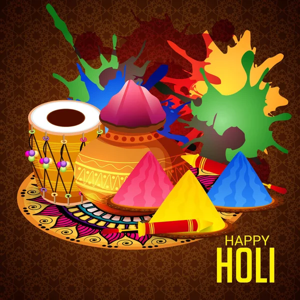 Vector Illustration Background Happy Holi — Stock Vector