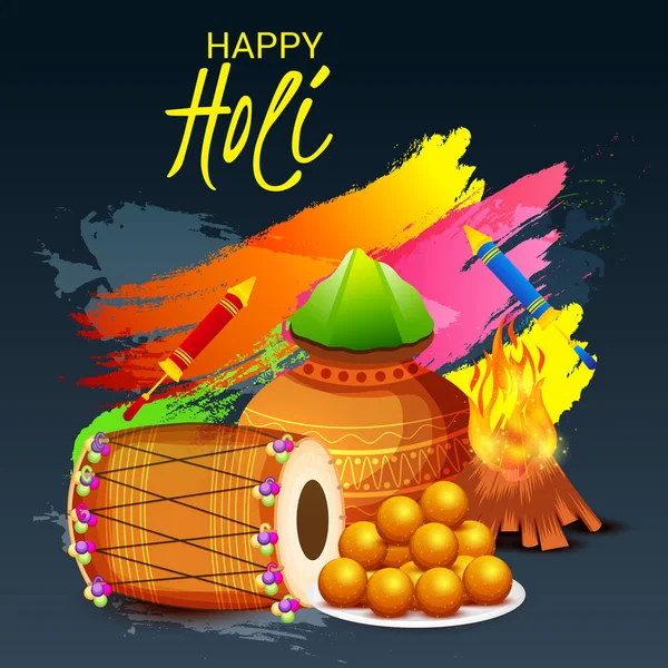 Ilustración Vectorial Fondo Para Happy Holi — Vector de stock