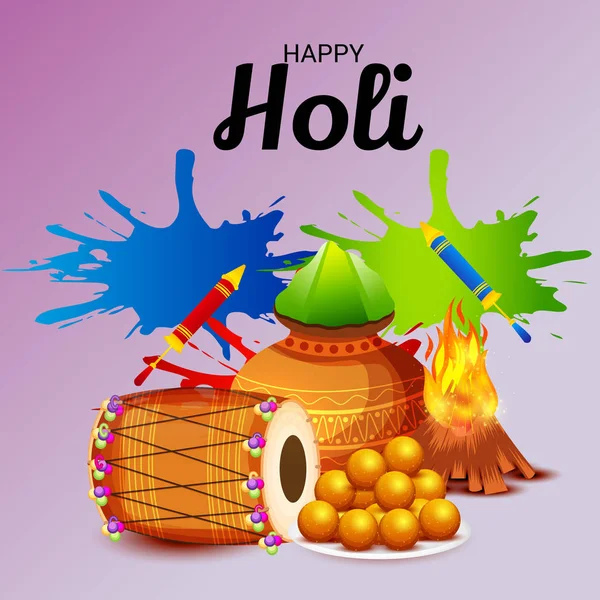 Ilustración Fondo Para Holi Feliz — Vector de stock