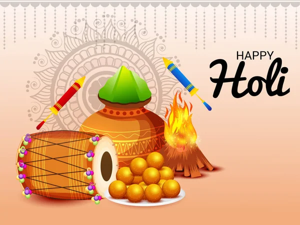 Ilustración Vectorial Fondo Para Happy Holi — Vector de stock