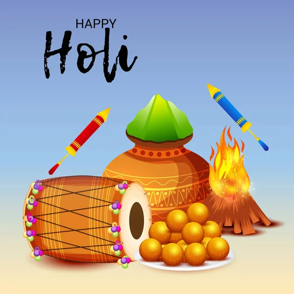 Ilustración Vectorial Fondo Para Happy Holi — Archivo Imágenes Vectoriales