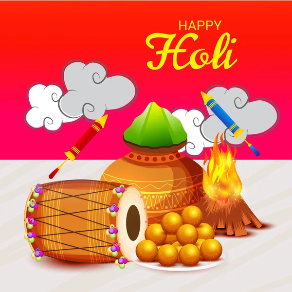 Illustration Background Happy Holi — Stock Vector