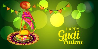 Mutlu Gudi Padwa(Marathi New Year için bir arka plan illüstrasyon).