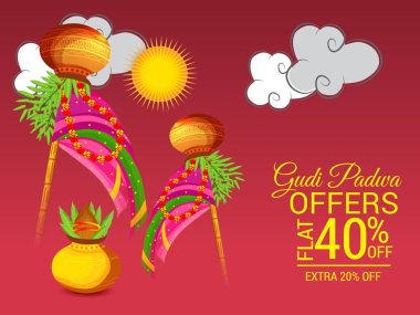 Mutlu Gudi Padwa(Marathi New Year için bir arka plan illüstrasyon).