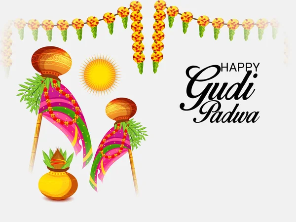 Ilustração Vetorial Fundo Para Feliz Ano Novo Hindu Ugadi —  Vetores de Stock