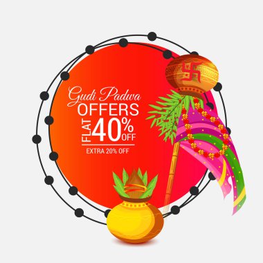 Mutlu Gudi Padwa(Marathi New Year için bir arka plan illüstrasyon).