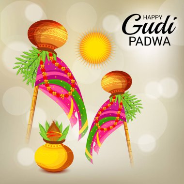 illustration of a Background for Happy Gudi Padwa(Marathi New Year). clipart