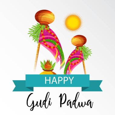 Mutlu Gudi Padwa(Marathi New Year için bir arka plan illüstrasyon).