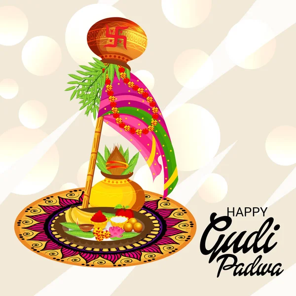 Ilustração Fundo Para Feliz Gudi Padwa Marathi Ano Novo —  Vetores de Stock