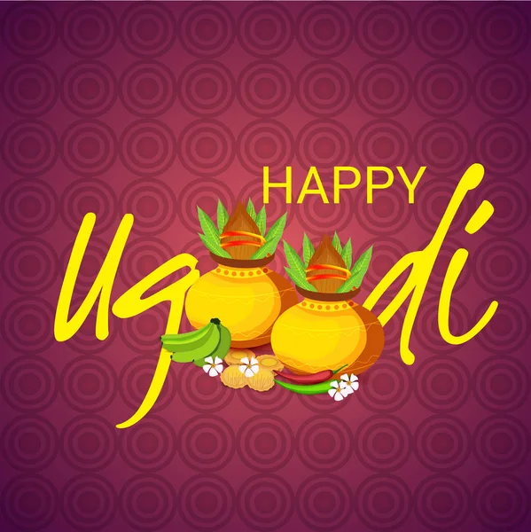 Illustration Vectorielle Fond Pour Nouvel Hindou Heureux Ugadi — Image vectorielle