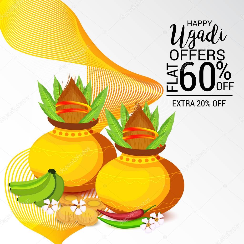 Vector illustration of Background Happy Ugadi Hindu 185637486