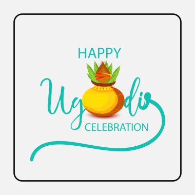 Vector illustration of a Background for Happy Ugadi Hindu New Year. clipart