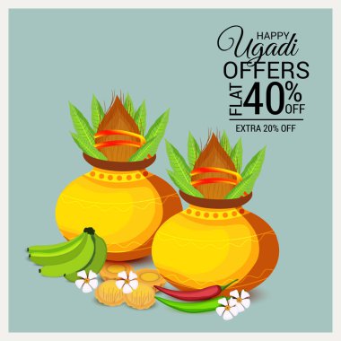 Vektör çizim mutlu Ugadi Hindu yeni yıl için bir arka plan.