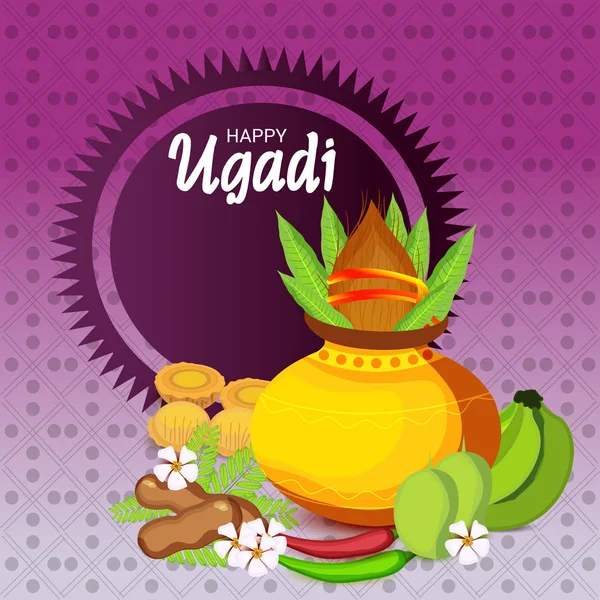 Illustration Vectorielle Fond Pour Nouvel Hindou Heureux Ugadi — Image vectorielle
