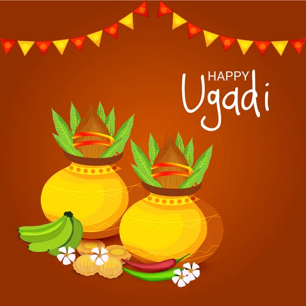 Illustration Vectorielle Fond Pour Nouvel Hindou Heureux Ugadi — Image vectorielle