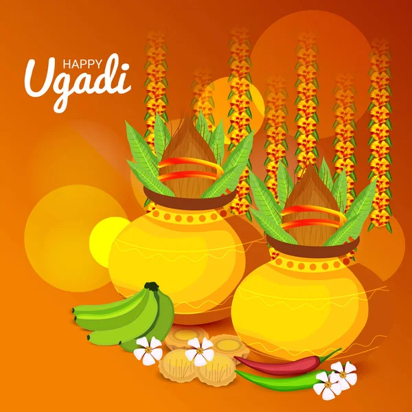 Vektorillustration Eines Hintergrundes Für Ein Glückliches Ugadi Hinduistisches Neues Jahr — Stockvektor