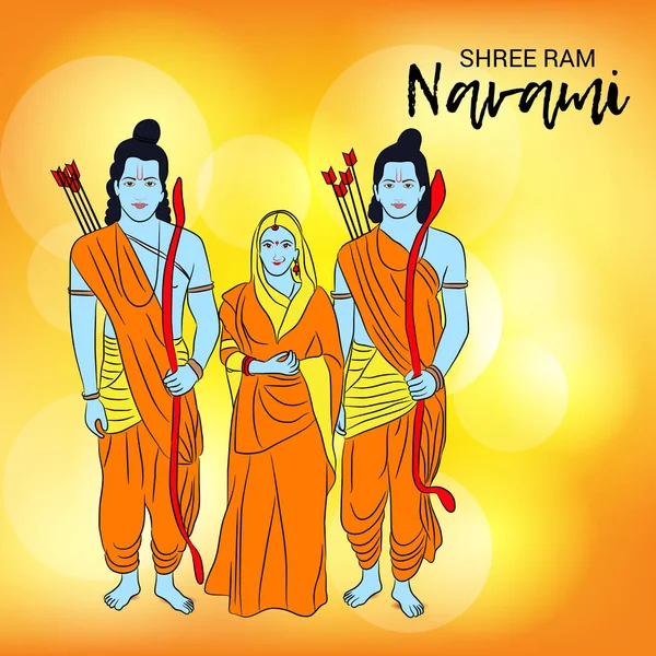 Illustrazione Vettoriale Uno Sfondo Ram Navami — Vettoriale Stock