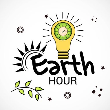 Earth Hour için bir arka plan vektör çizim.