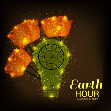 Earth Hour için bir arka plan vektör çizim.