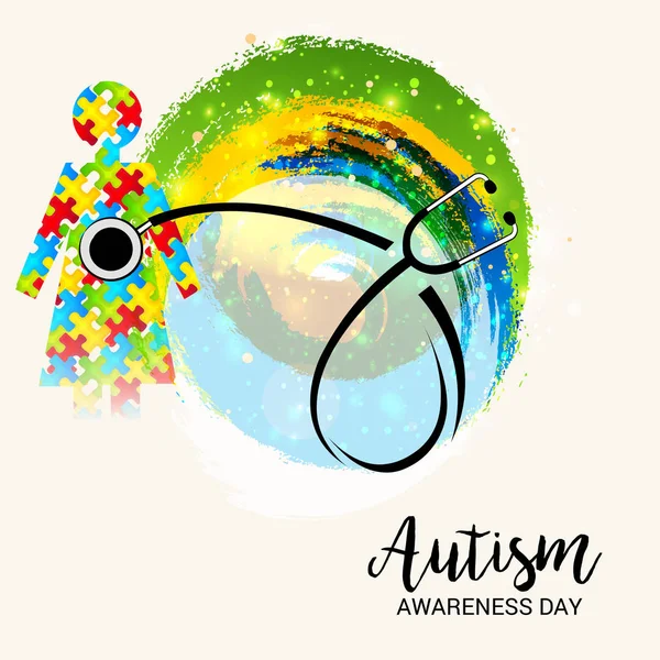 Ilustración Vectorial Trasfondo Para Día Mundial Concientización Sobre Autismo — Vector de stock