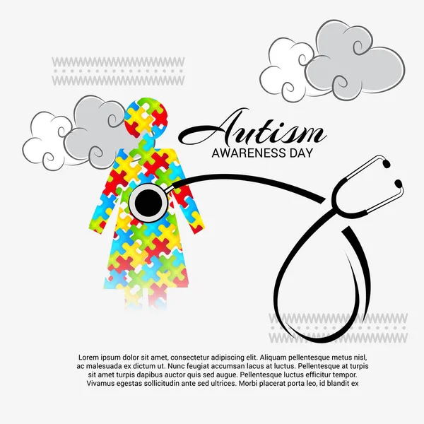 Ilustración Vectorial Trasfondo Para Día Mundial Concientización Sobre Autismo — Vector de stock