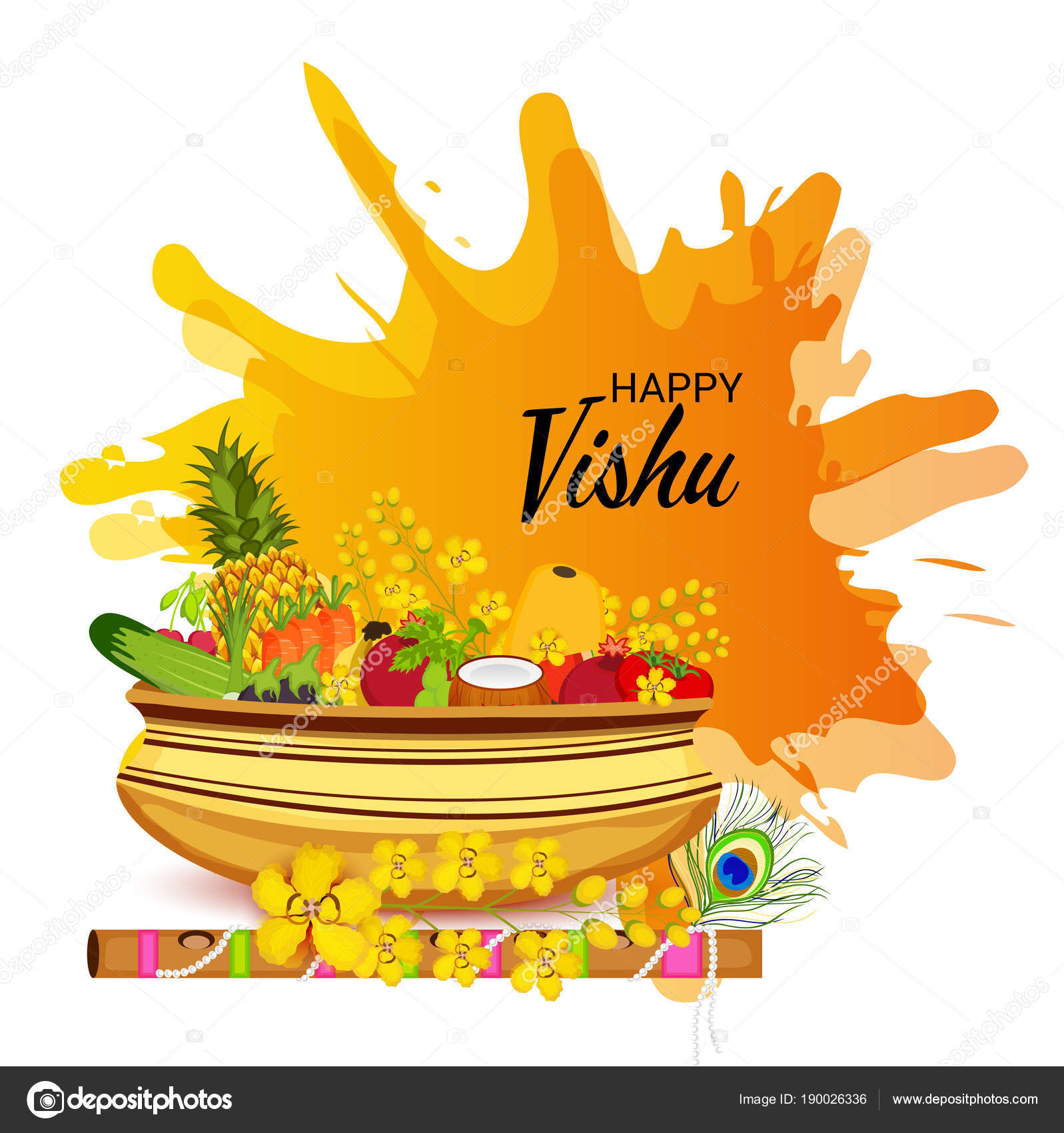 Vector Illustration Background Happy Vishu Stock Vector Image by ©SSDN  #190026336