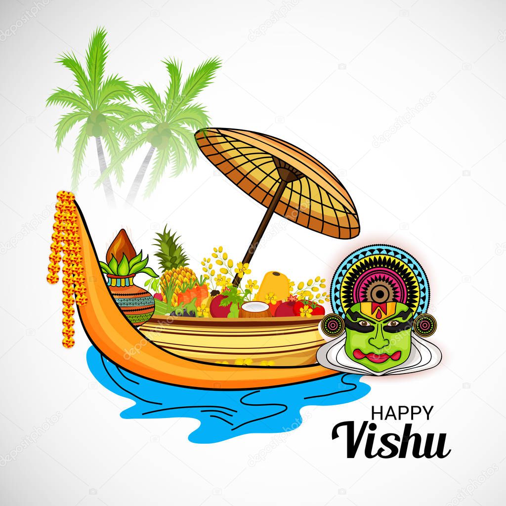 Vector illustration of a Background for Happy Vishu.