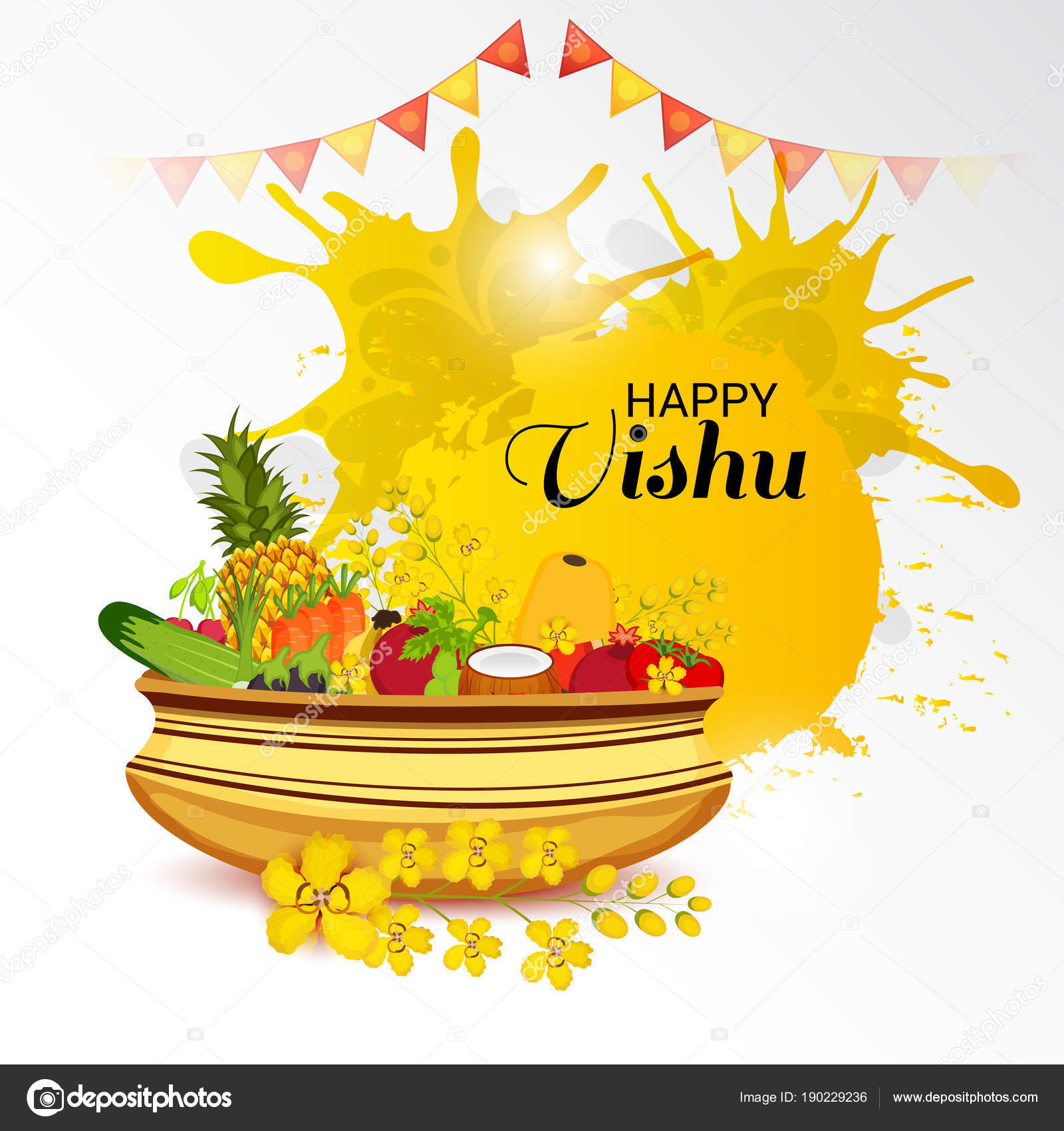 Vector Illustration Background Happy Vishu Stock Vector Image by ©SSDN  #190229236