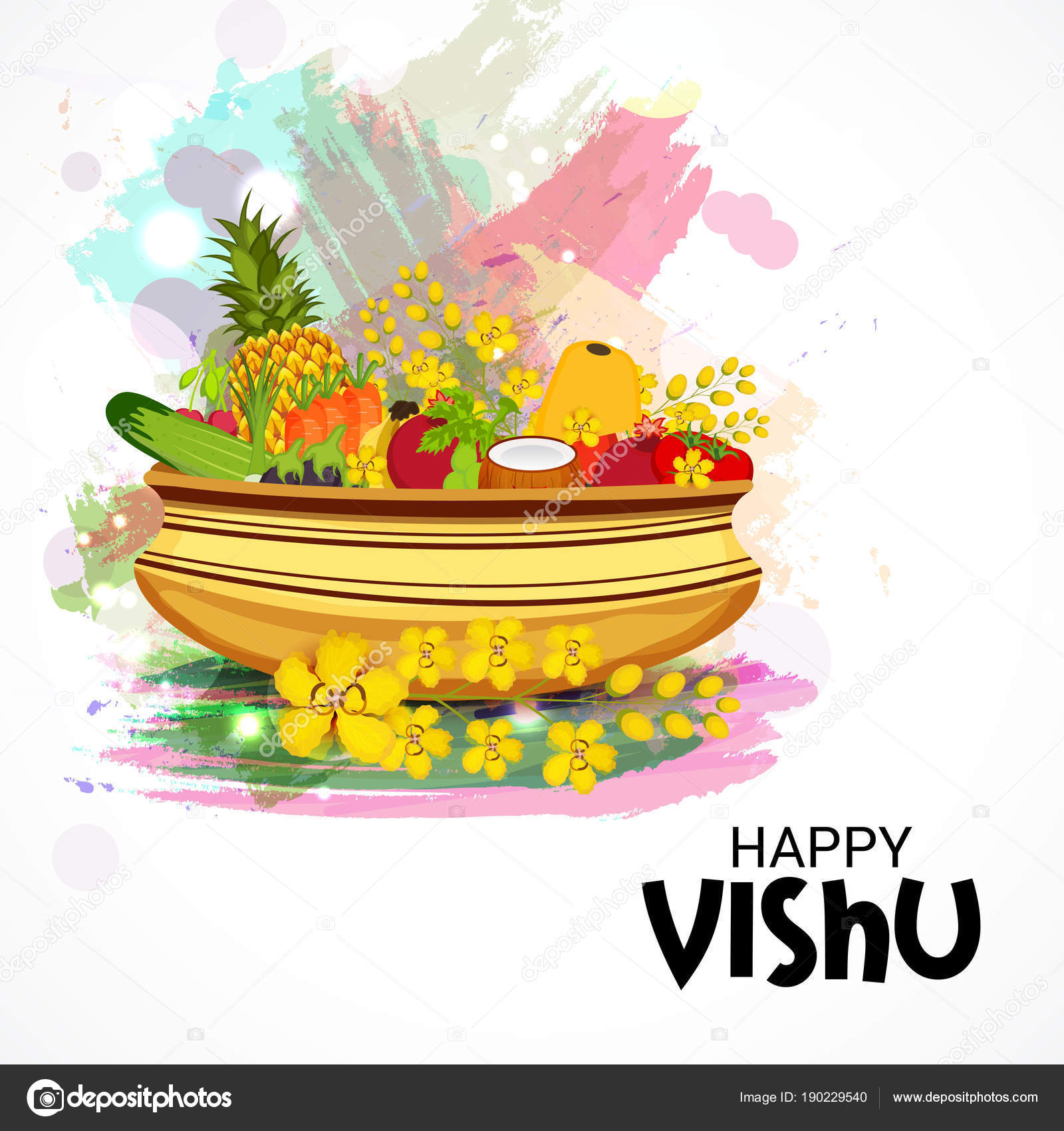 Vector Illustration Background Happy Vishu Stock Vector Image by ©SSDN  #190229540