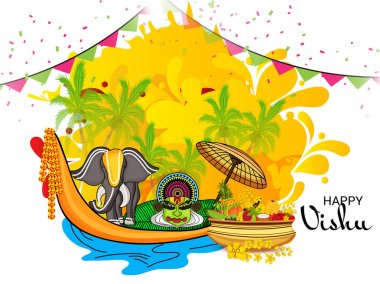 Vector illustration of a Background for Happy Vishu. clipart