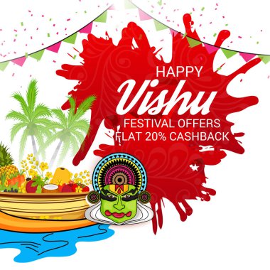 Mutlu Vishu için bir arka plan vektör çizim.