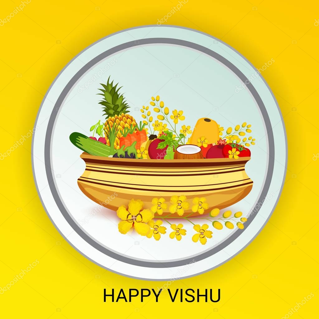 Vector illustration of a Background for Happy Vishu.