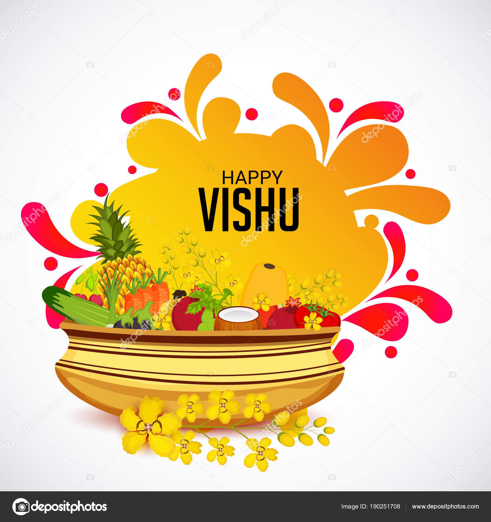 Vector Illustration Background Happy Vishu Stock Vector Image by ©SSDN  #190251708