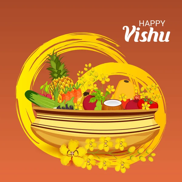 Ilustração Vetorial Fundo Para Happy Vishu — Vetor de Stock