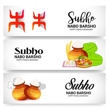Bengalce yeni yıl Subho komşu Barsho (mutlu Pohela Boishakh için bir arka plan vektör çizim).