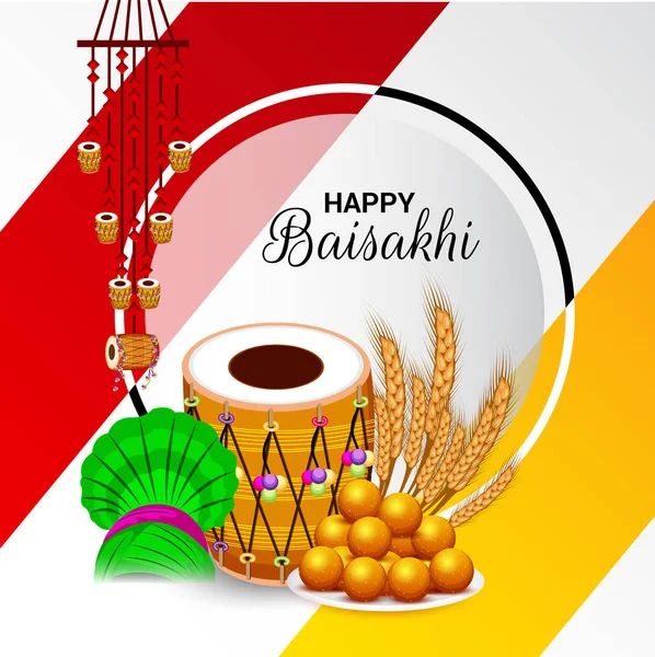 Векторні Ілюстрації Фон Святкування Щасливі Baisakhi Панджабі Фестивалю — стоковий вектор