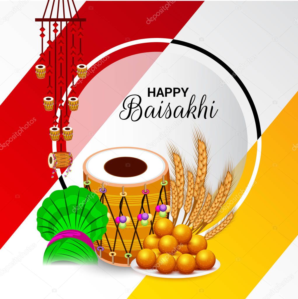 Vector illustration of a Background for Punjabi Festival Happy Baisakhi Celebration.