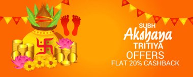 Akshaya Tritiya Kutlama Festivali için Yaratıcı Özgeçmişin Vektör çizimi.