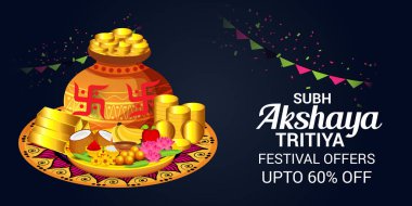 Akshaya Tritiya Kutlama Festivali için Yaratıcı Özgeçmişin Vektör çizimi.