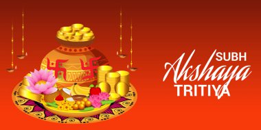 Akshaya Tritiya Kutlama Festivali için Yaratıcı Özgeçmişin Vektör çizimi.