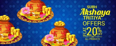 Akshaya Tritiya Kutlama Festivali için Yaratıcı Özgeçmişin Vektör çizimi.